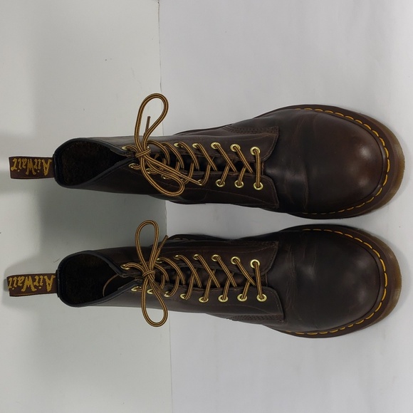 DR. MARTENS AIR WAIR 11822 BROWN OIL LEATHER 8 EYE LACE UP ANKLE BOOTS MEN'S 13 - Picture 2 of 16